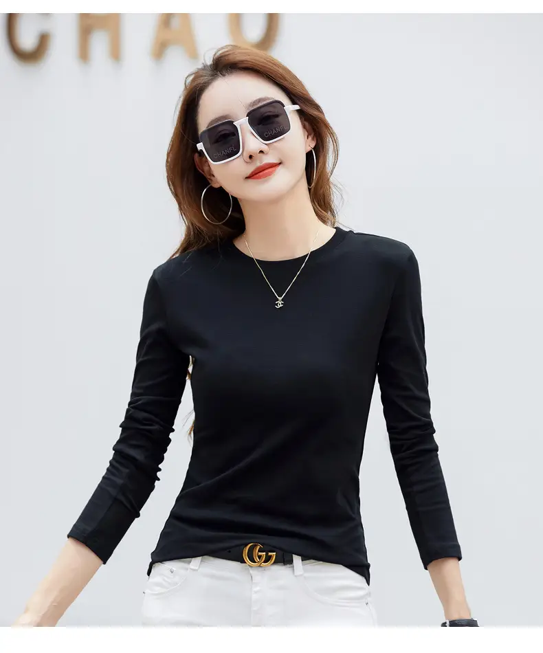 Women's Long Sleeve Solid Pink T-Shirt Large — feature 7