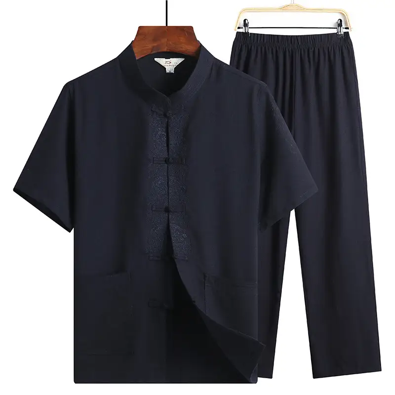 Men's Chinese Style Cotton Linen Suit Summer Wear