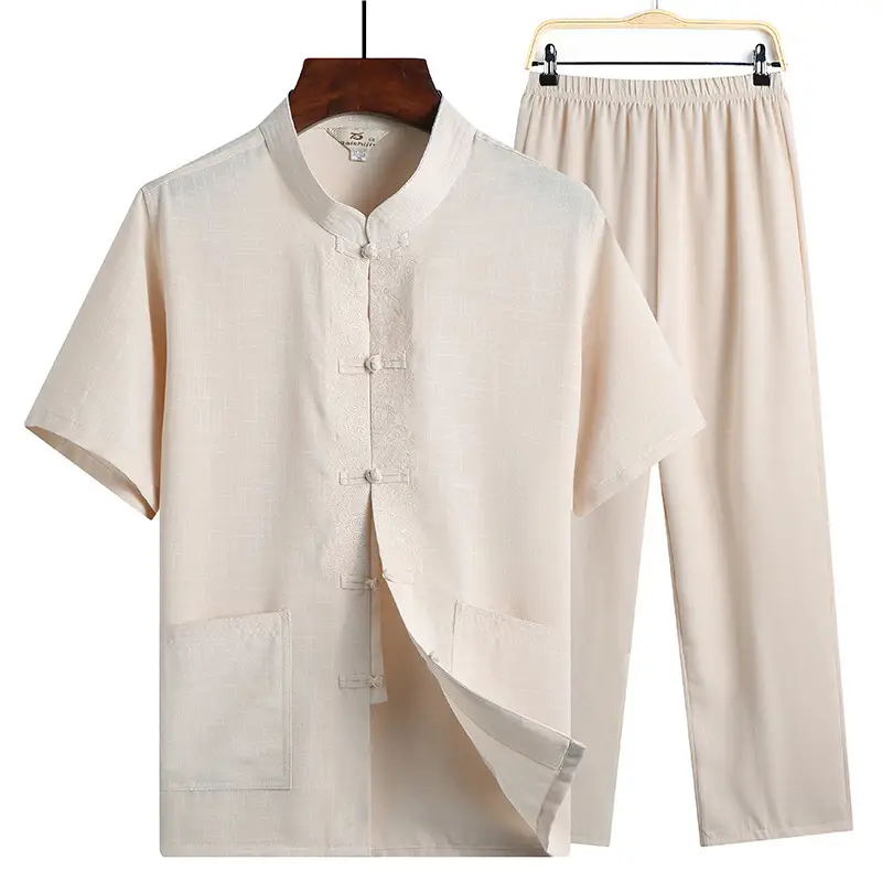 Men's Chinese Style Cotton Linen Suit Summer Wear