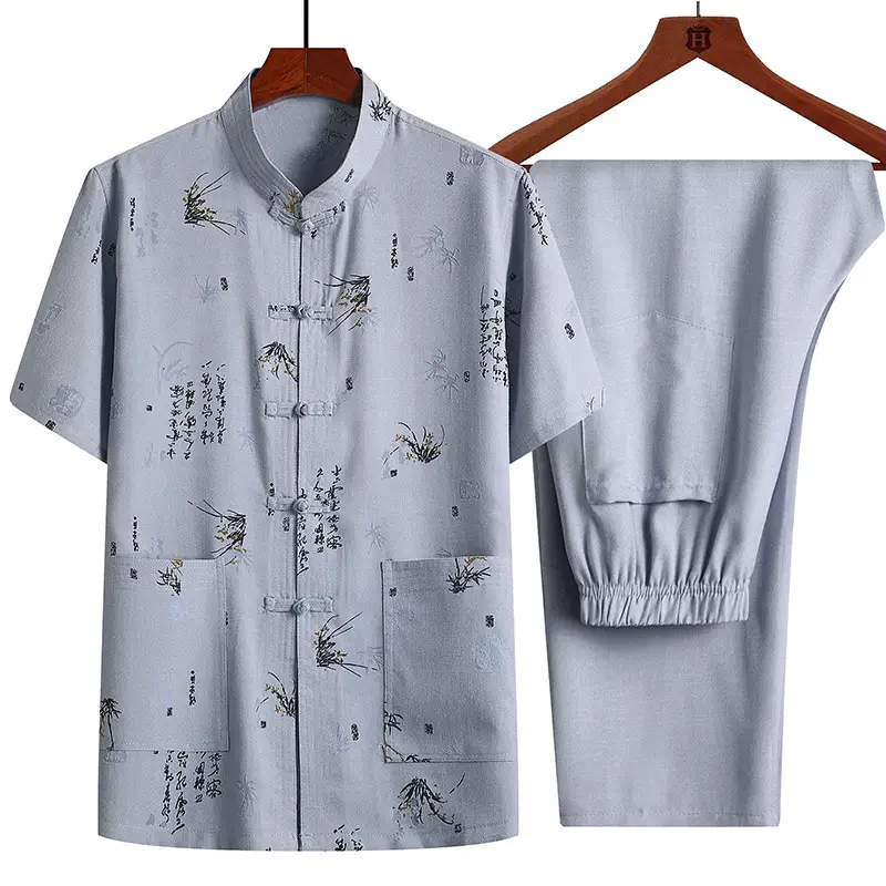 Men's Chinese Style Cotton Linen Suit Summer Wear