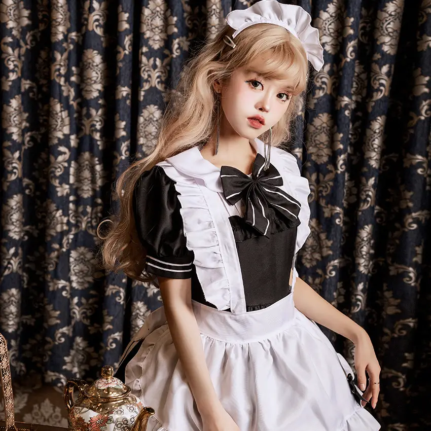 Lolita Maid Suit White Black Embroidered Dress - Image 2