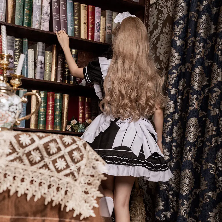 Lolita Maid Suit White Black Embroidered Dress - Image 3