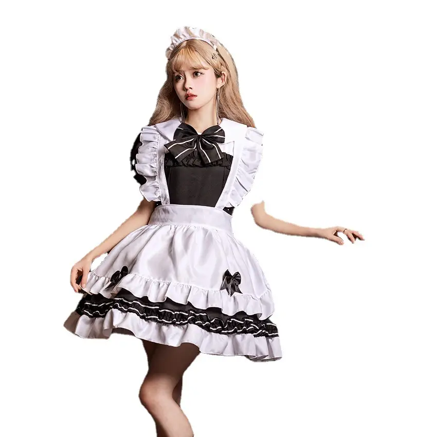 Lolita Maid Suit White Black Embroidered Dress - Image 5