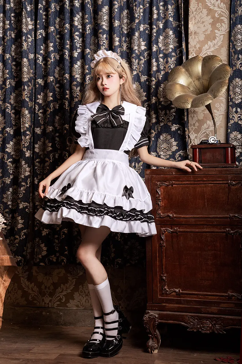 Lolita Maid Suit White Black Embroidered Dress — feature 10