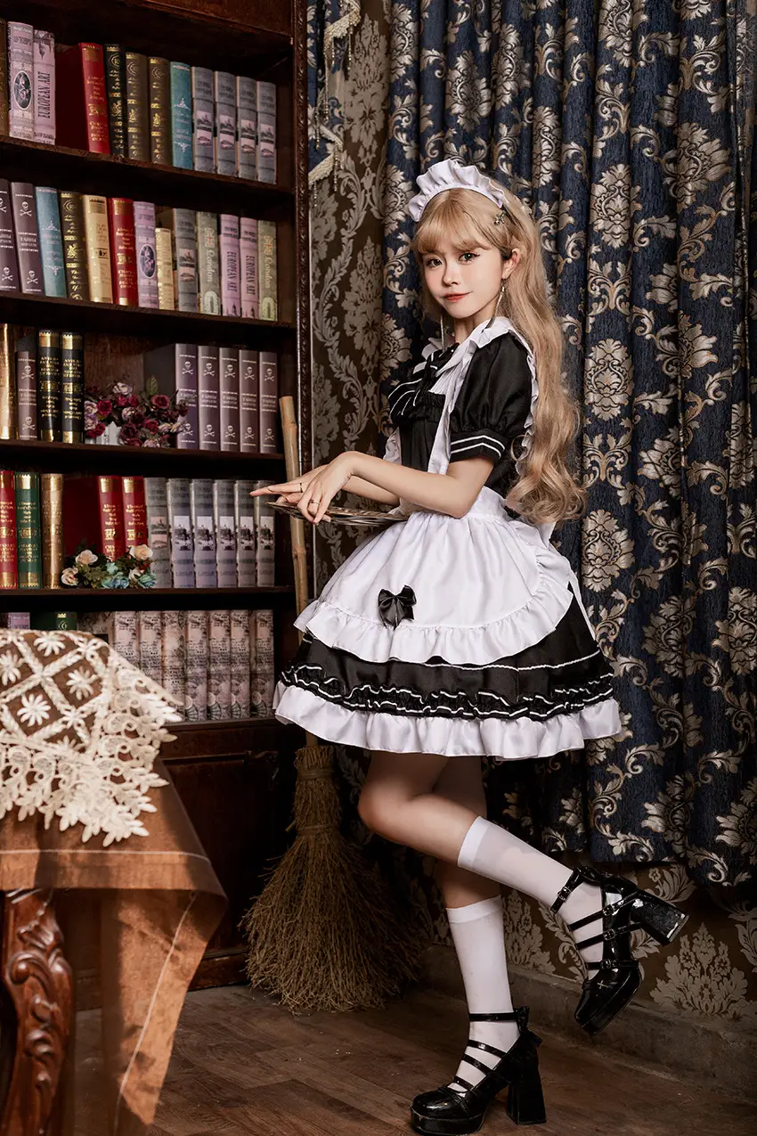 Lolita Maid Suit White Black Embroidered Dress — feature 3