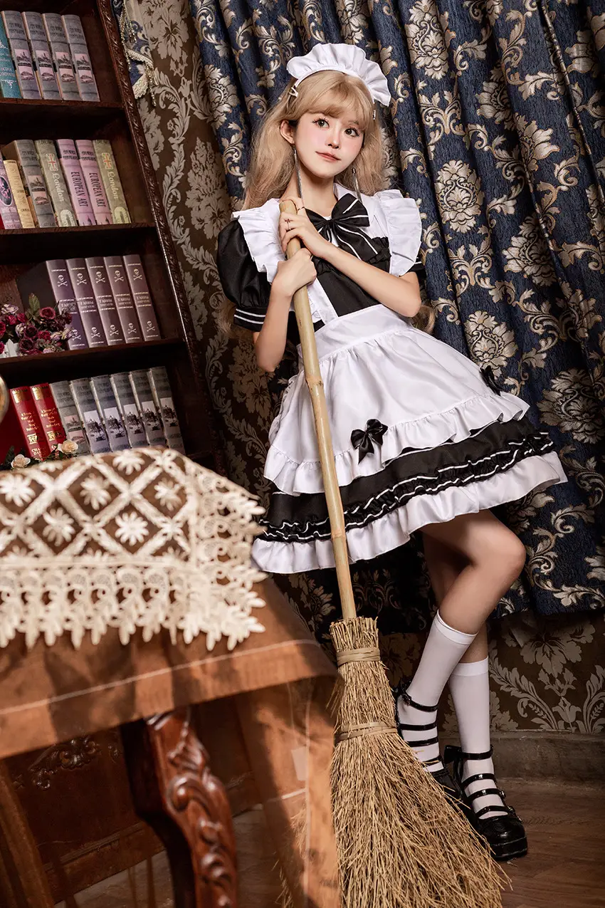 Lolita Maid Suit White Black Embroidered Dress — feature 6