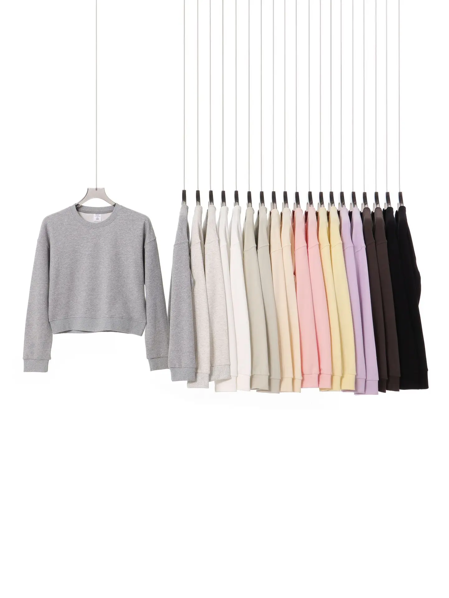 330g Heavyweight Women's Beige Sweatshirt Navel-Baring Long Sleeve - Image 13