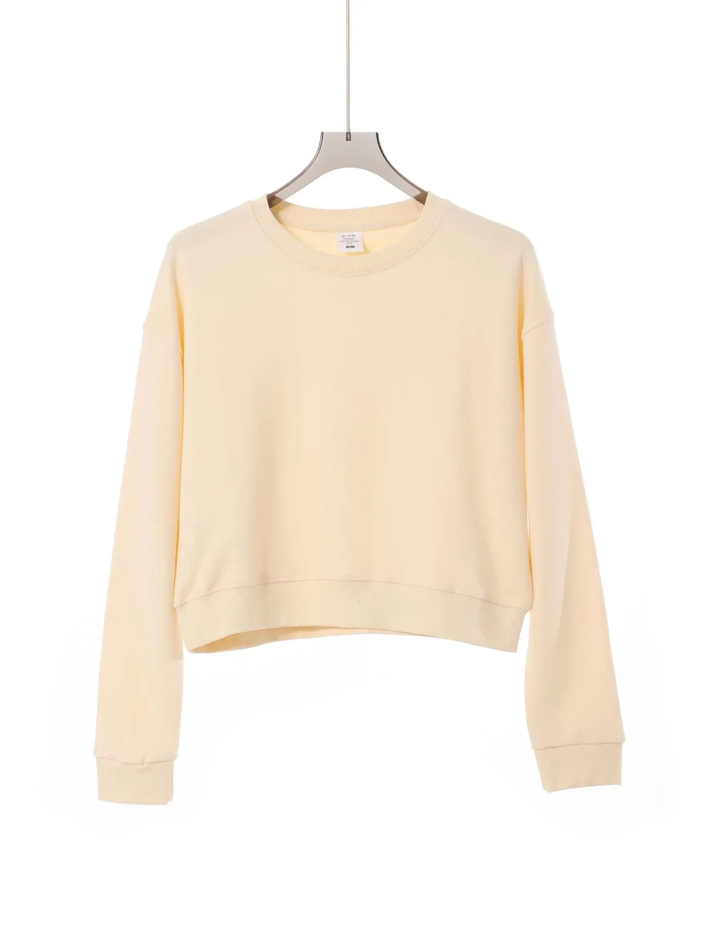330g Heavyweight Women's Beige Sweatshirt Navel-Baring Long Sleeve - Image 15
