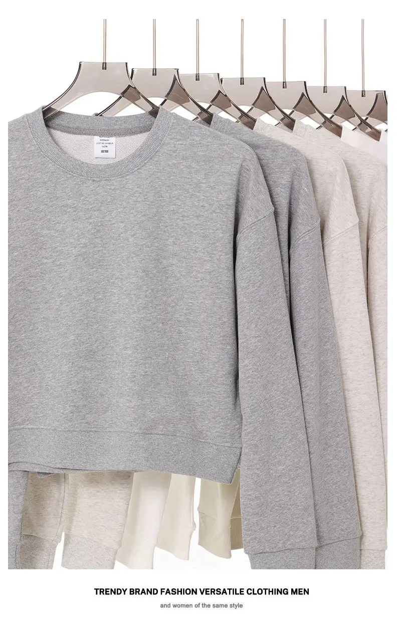 330g Heavyweight Women's Beige Sweatshirt Navel-Baring Long Sleeve — feature 6
