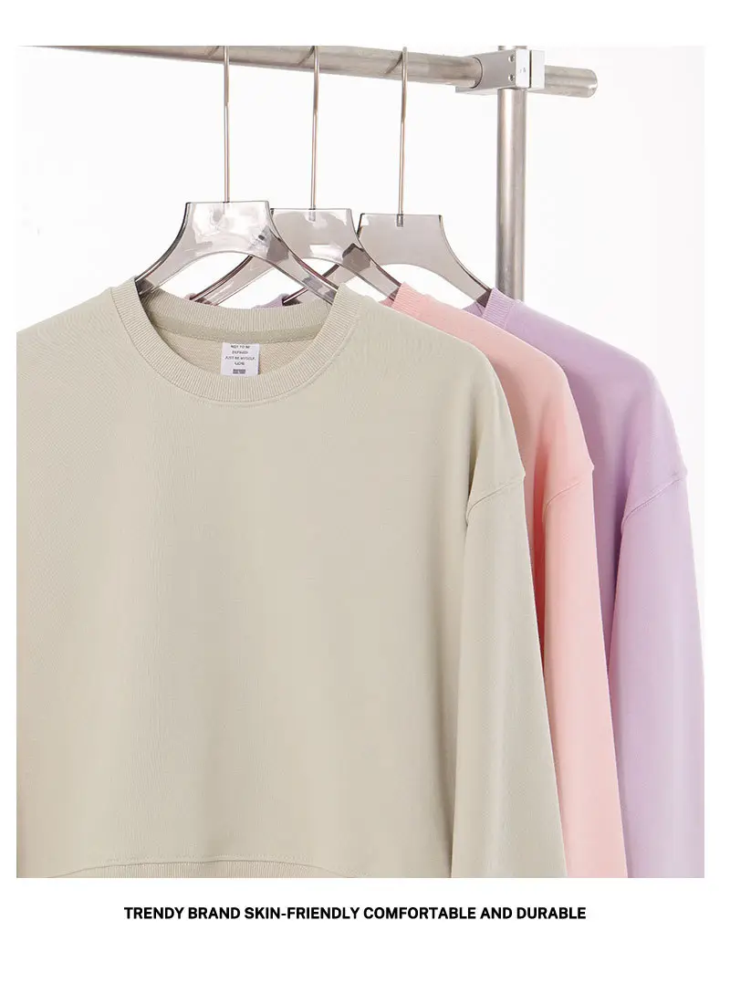 330g Heavyweight Women's Beige Sweatshirt Navel-Baring Long Sleeve — feature 8