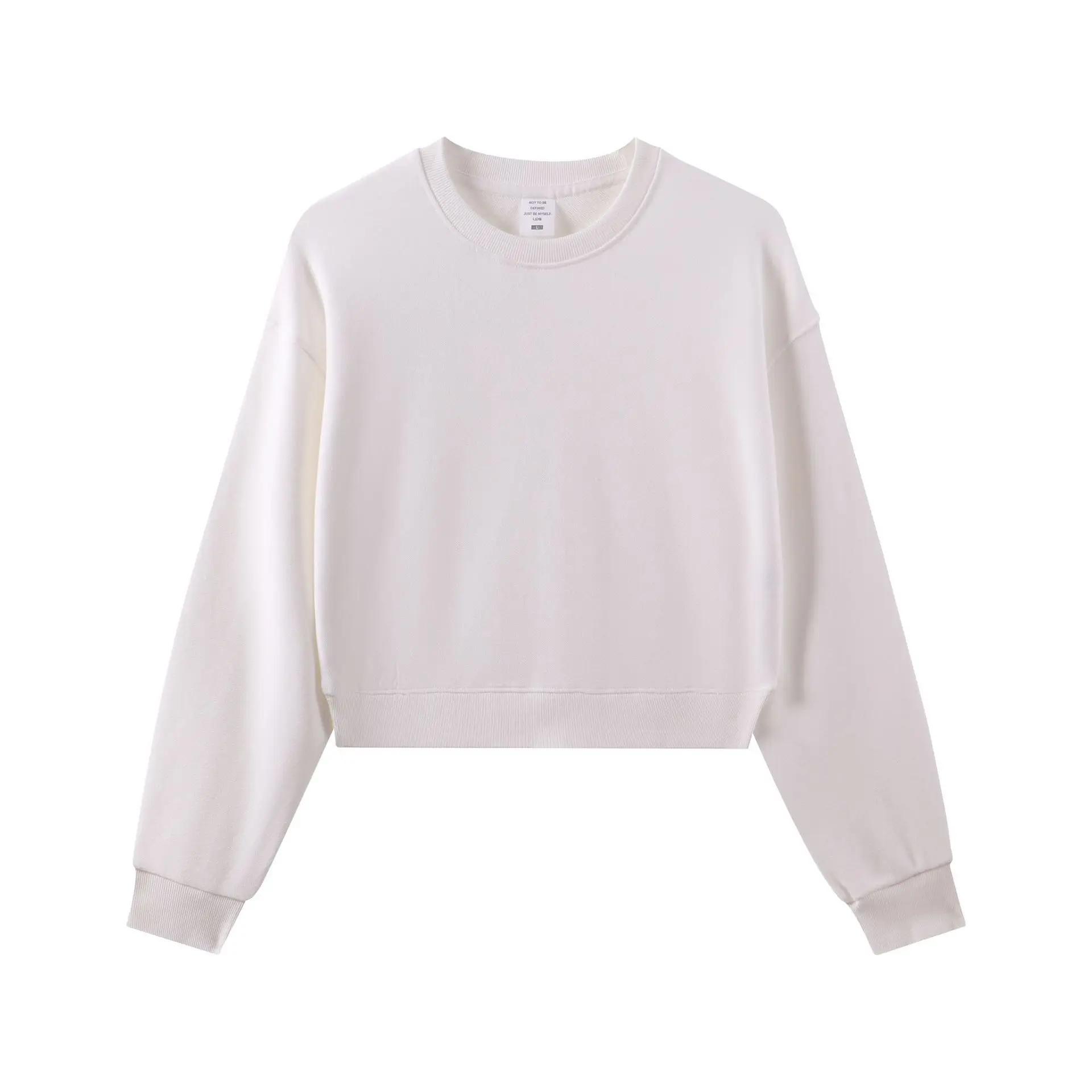 330g Heavyweight Women's Beige Sweatshirt Navel-Baring Long Sleeve - Image 2