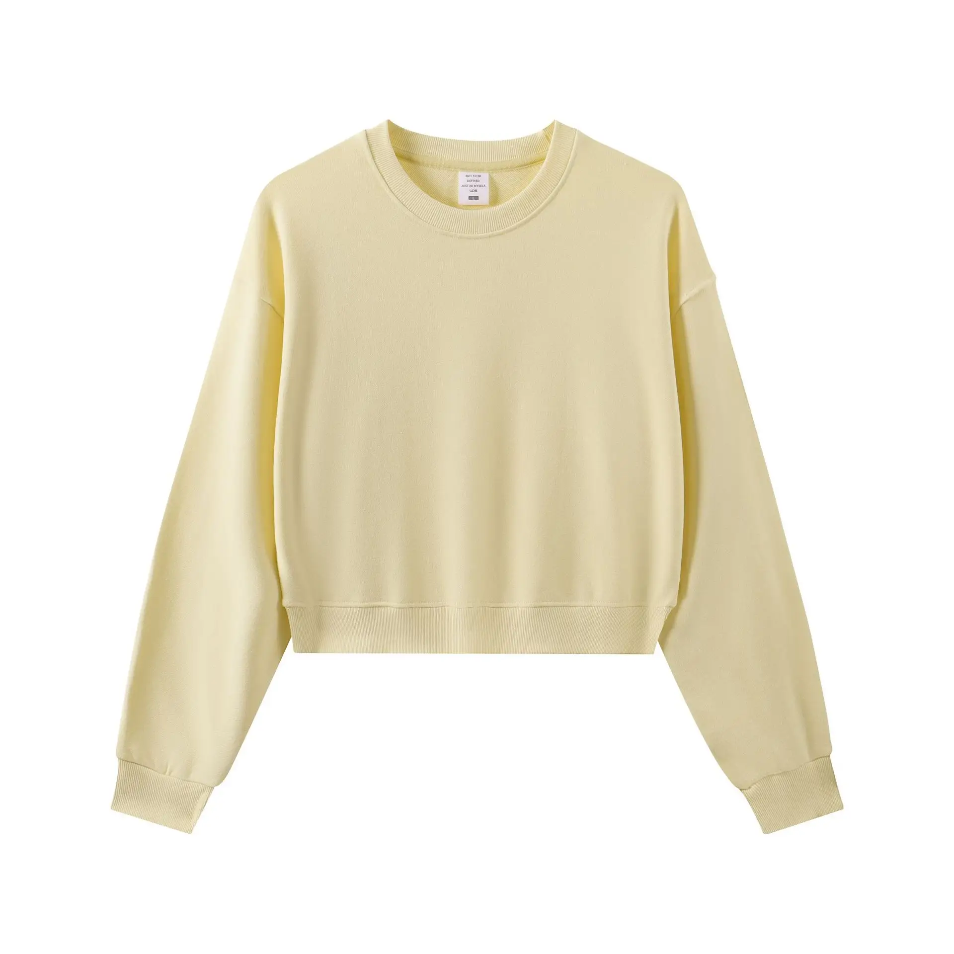 330g Heavyweight Women's Beige Sweatshirt Navel-Baring Long Sleeve - Image 3