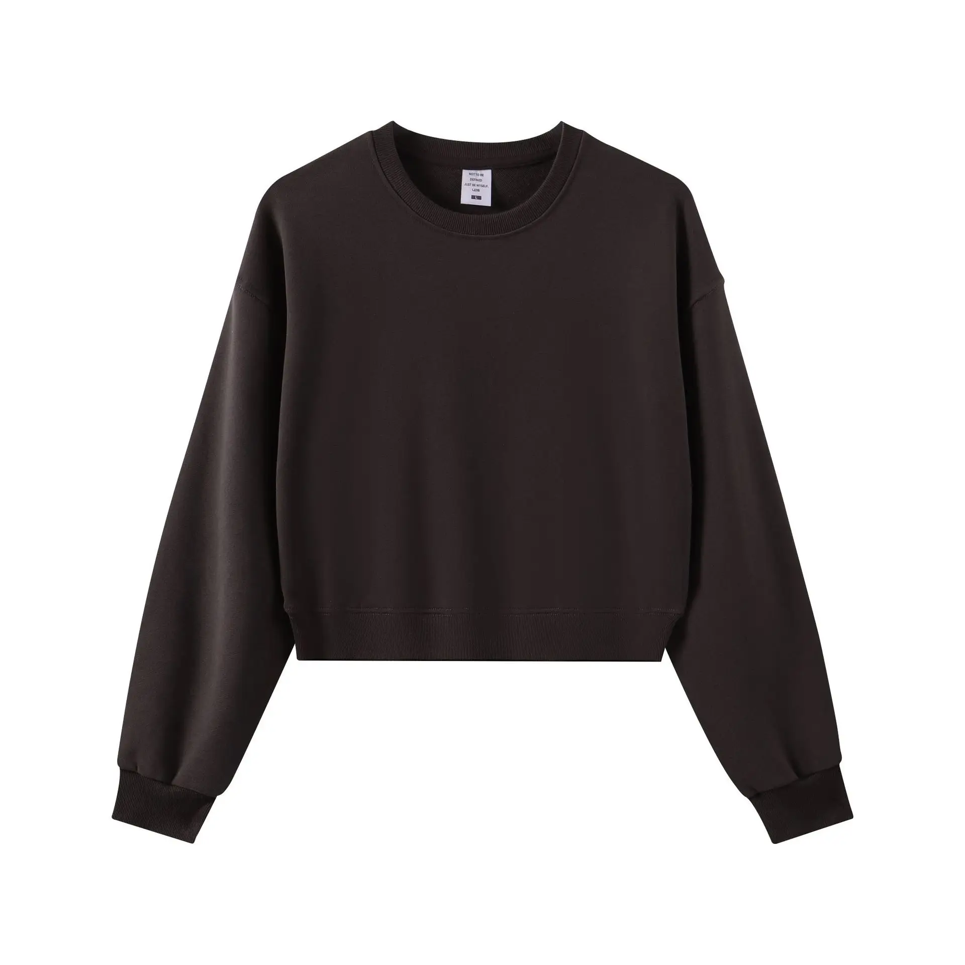 330g Heavyweight Women's Beige Sweatshirt Navel-Baring Long Sleeve - Image 5