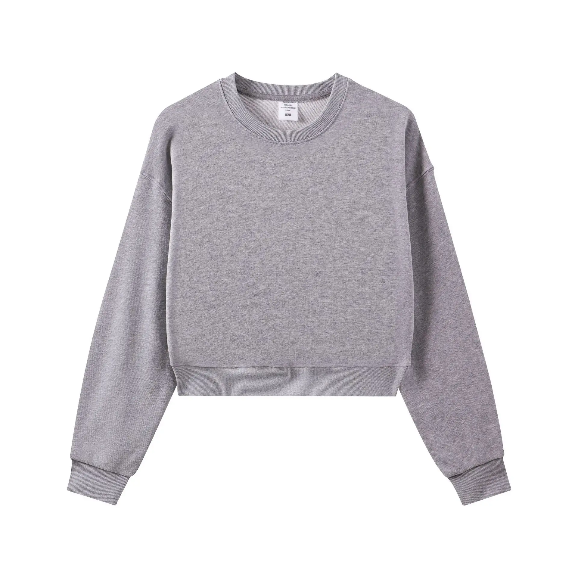 330g Heavyweight Women's Beige Sweatshirt Navel-Baring Long Sleeve - Image 7