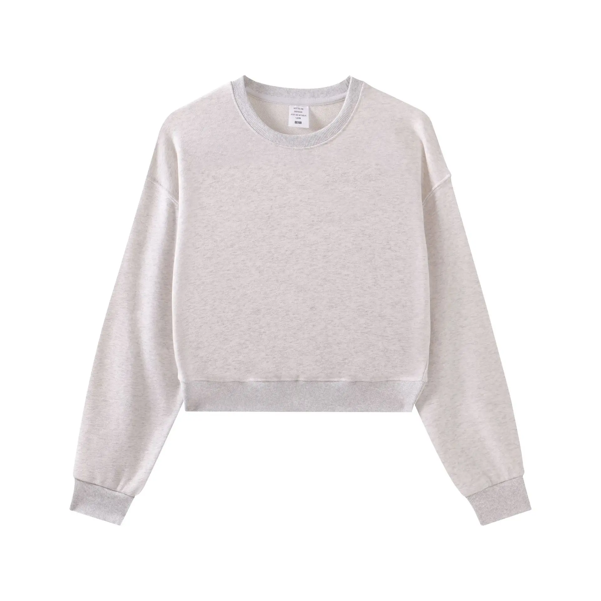 330g Heavyweight Women's Beige Sweatshirt Navel-Baring Long Sleeve - Image 9