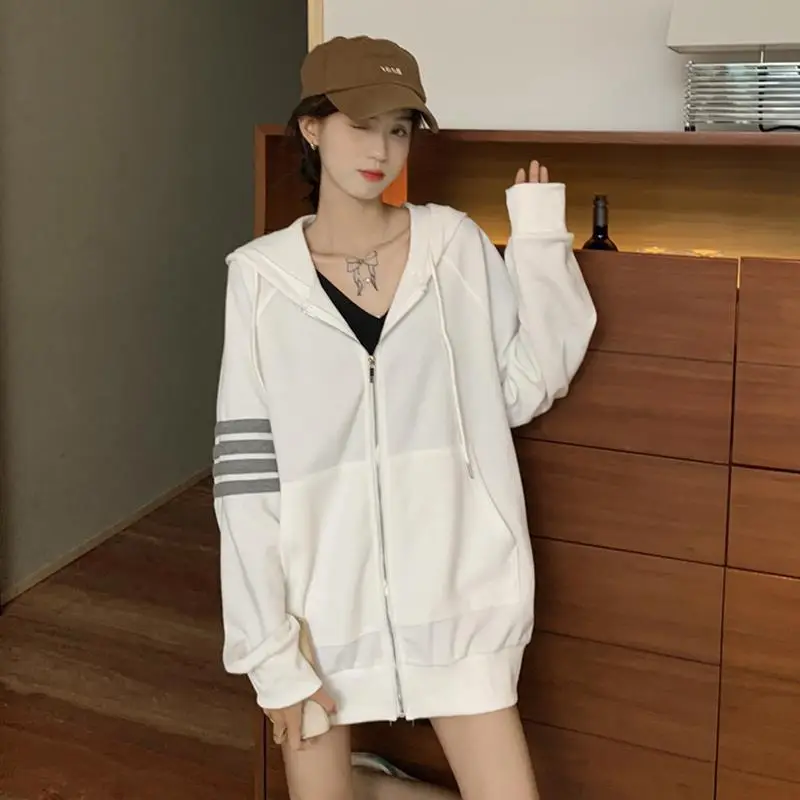 Women Korean Style Zipper Jacket Hooded Sweatshirt - Image 4