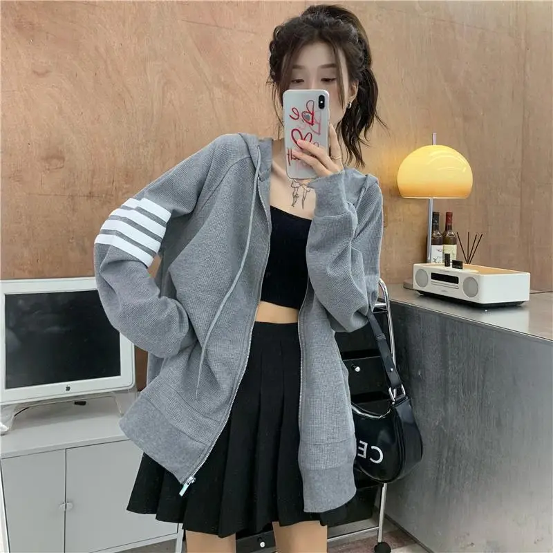 Women Korean Style Zipper Jacket Hooded Sweatshirt — feature 10