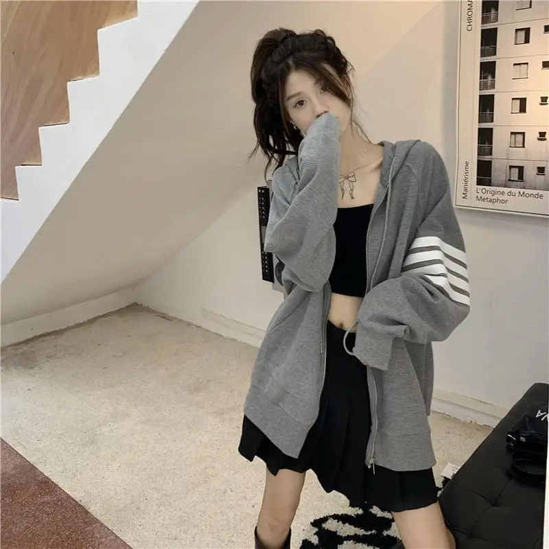 Women Korean Style Zipper Jacket Hooded Sweatshirt — feature 11