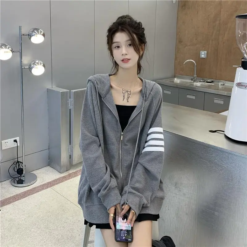 Women Korean Style Zipper Jacket Hooded Sweatshirt — feature 12
