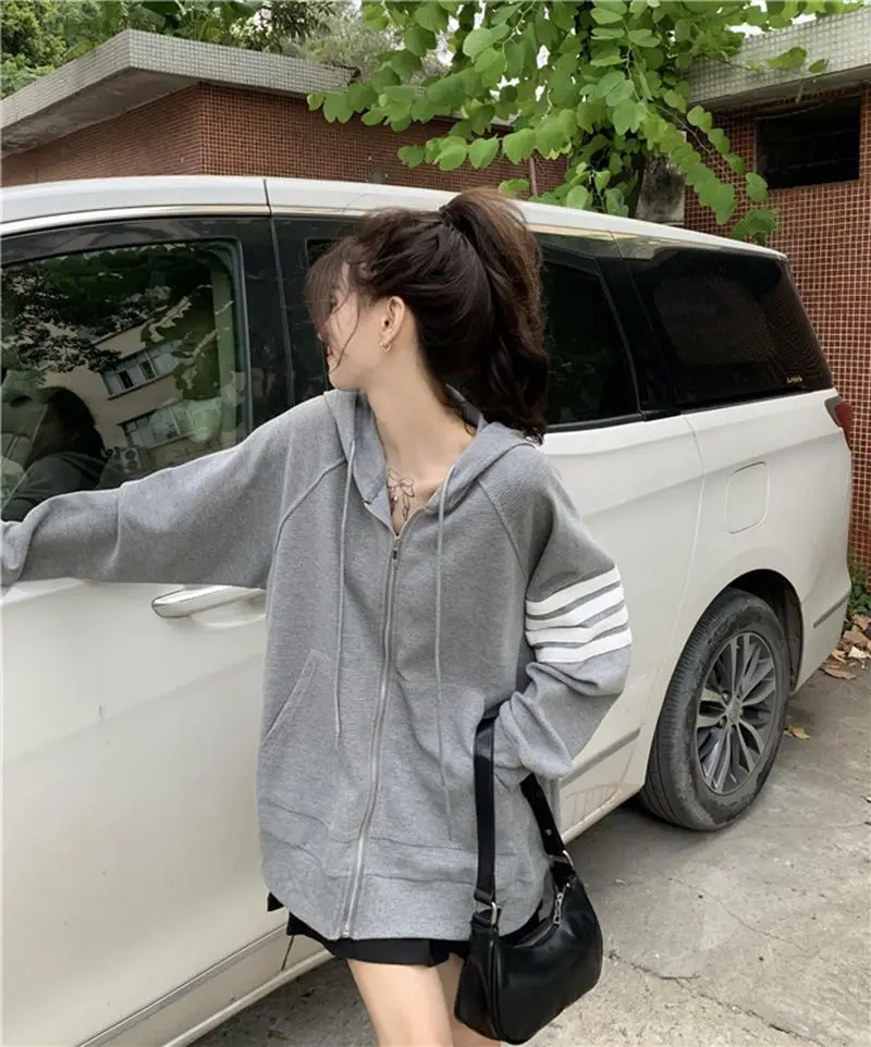 Women Korean Style Zipper Jacket Hooded Sweatshirt — feature 13