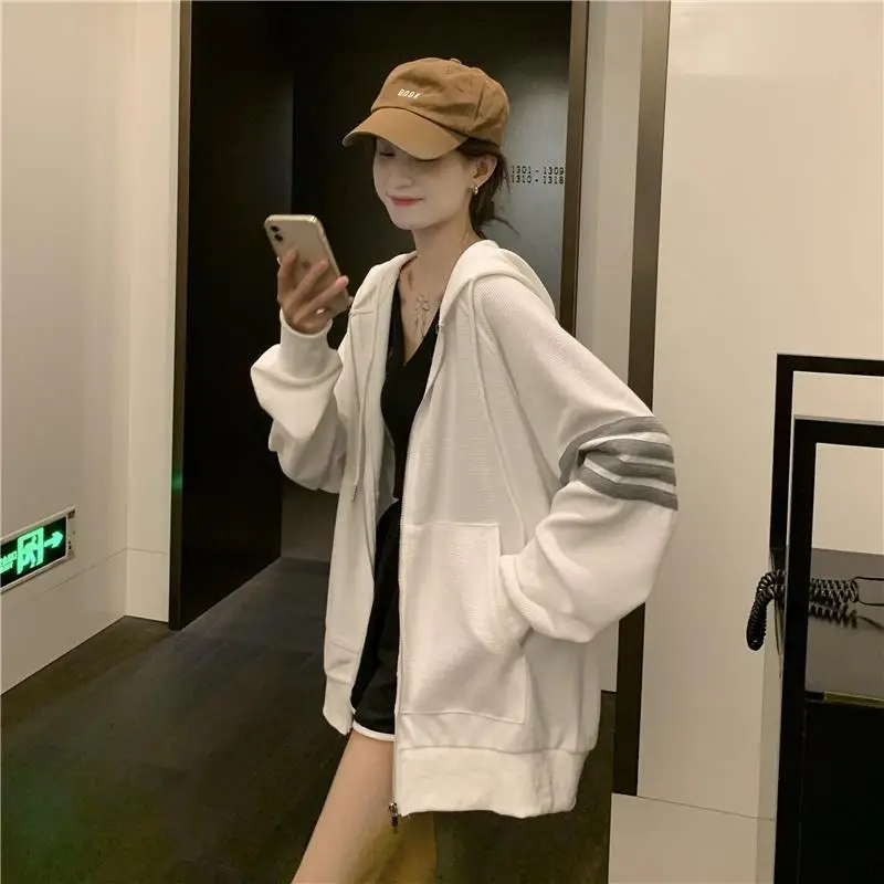 Women Korean Style Zipper Jacket Hooded Sweatshirt — feature 17