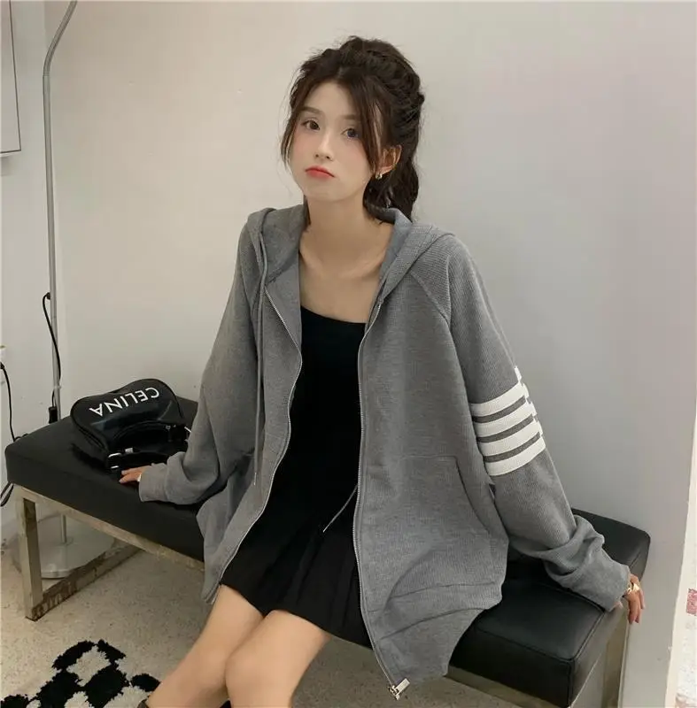Women Korean Style Zipper Jacket Hooded Sweatshirt — feature 4