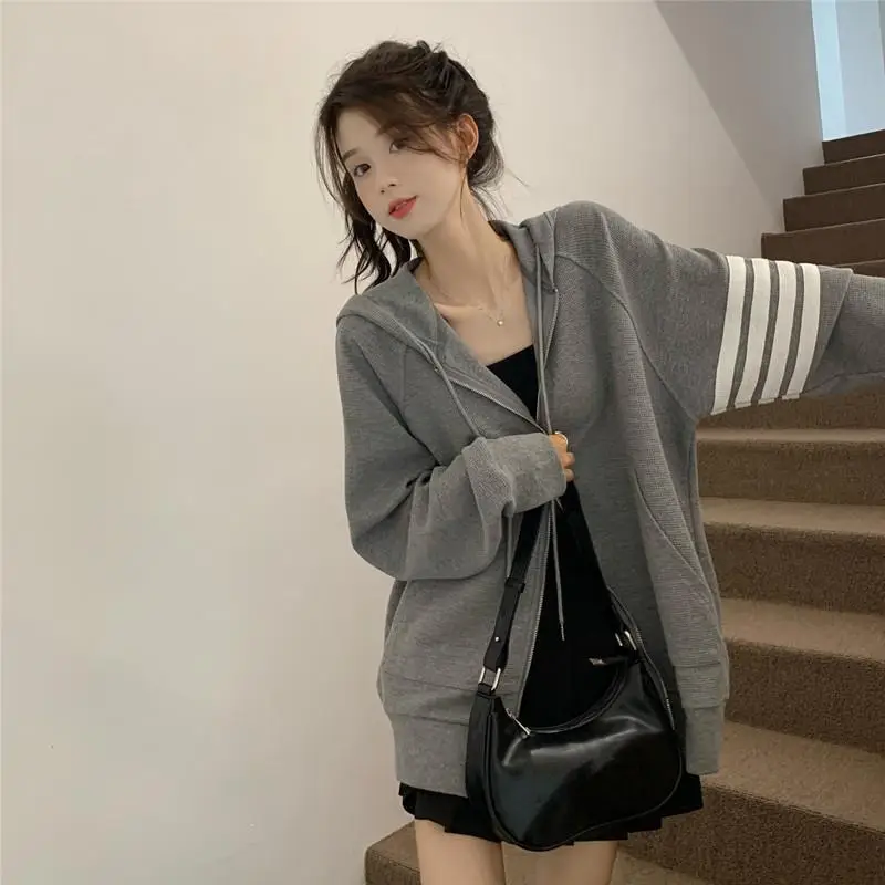 Women Korean Style Zipper Jacket Hooded Sweatshirt — feature 5