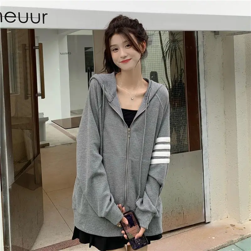 Women Korean Style Zipper Jacket Hooded Sweatshirt — feature 6