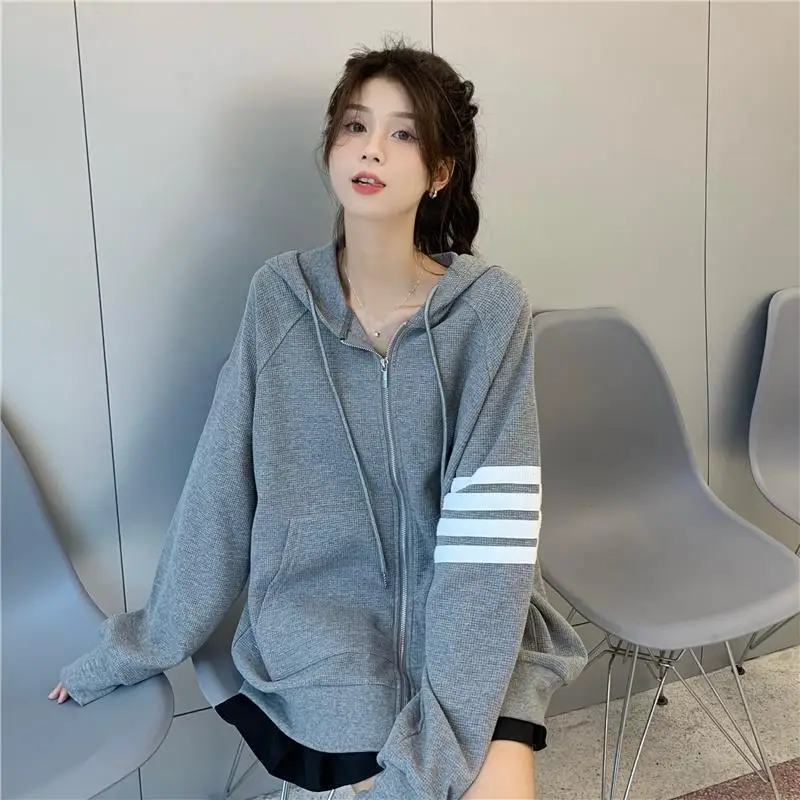 Women Korean Style Zipper Jacket Hooded Sweatshirt — feature 7