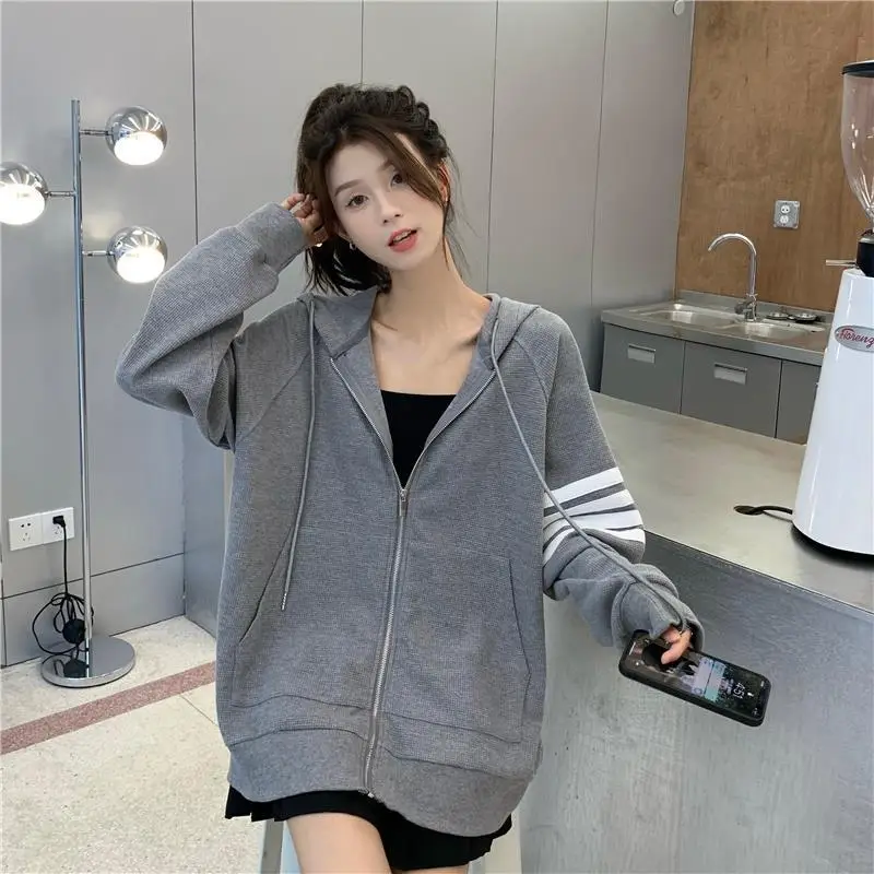Women Korean Style Zipper Jacket Hooded Sweatshirt — feature 8