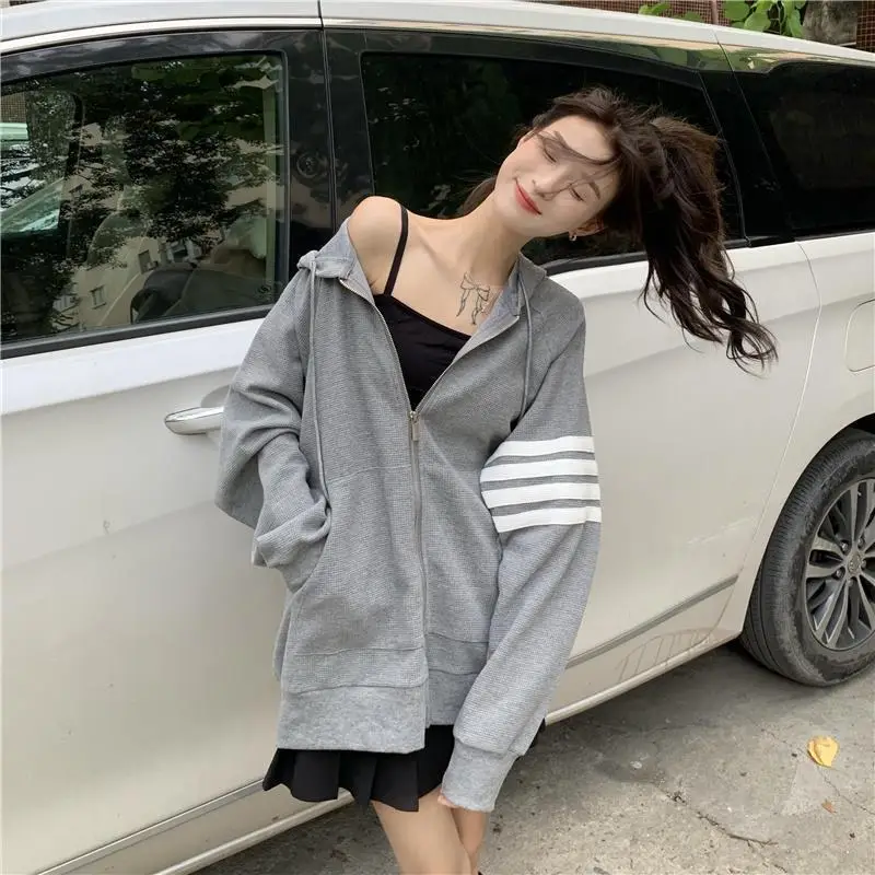 Women Korean Style Zipper Jacket Hooded Sweatshirt — feature 9