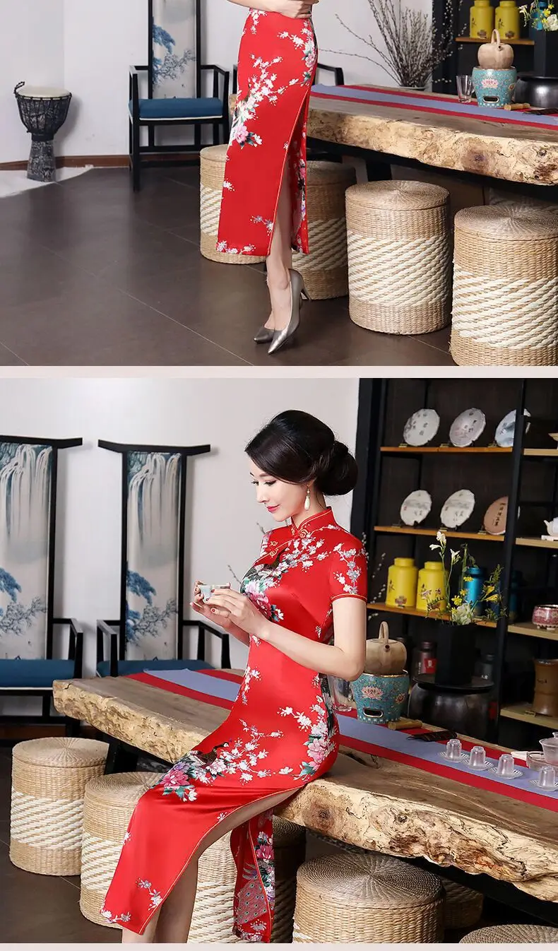 Pink Floral Long Cheongsam Dress for Women 2022 — feature 12