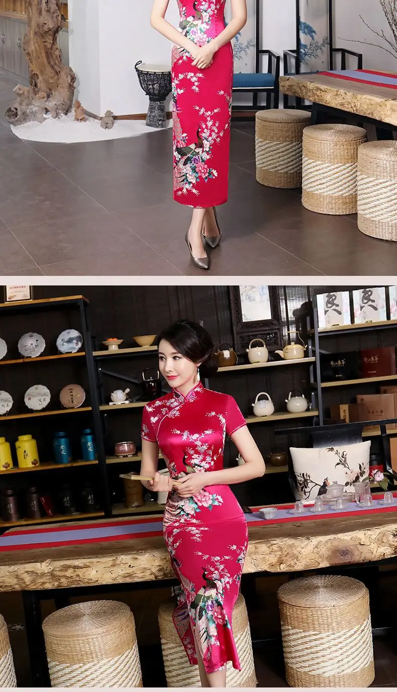 Pink Floral Long Cheongsam Dress for Women 2022 — feature 14