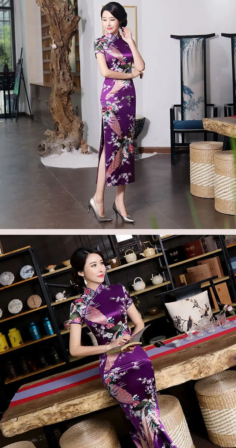 Pink Floral Long Cheongsam Dress for Women 2022 — feature 18
