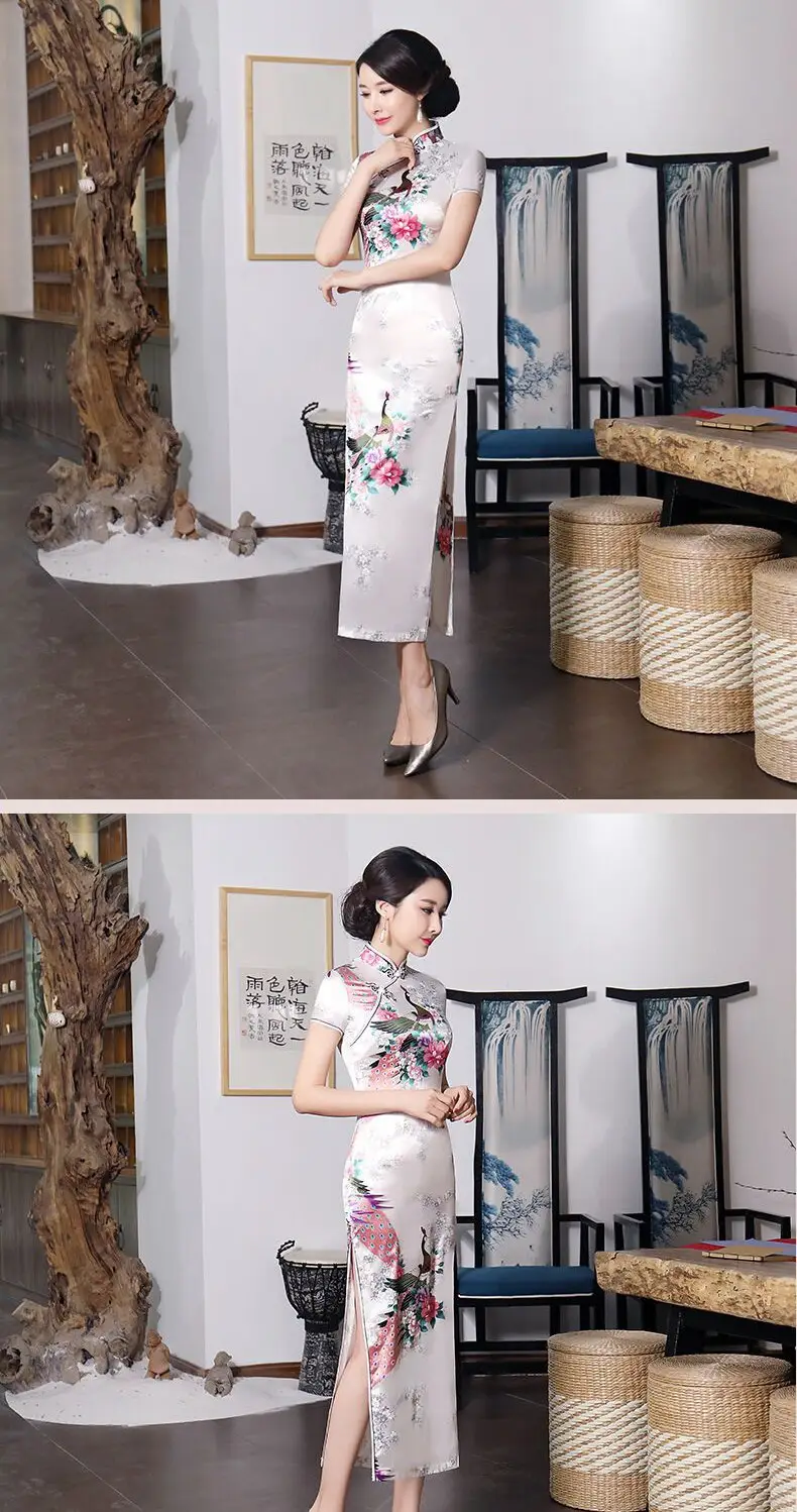Pink Floral Long Cheongsam Dress for Women 2022 — feature 21