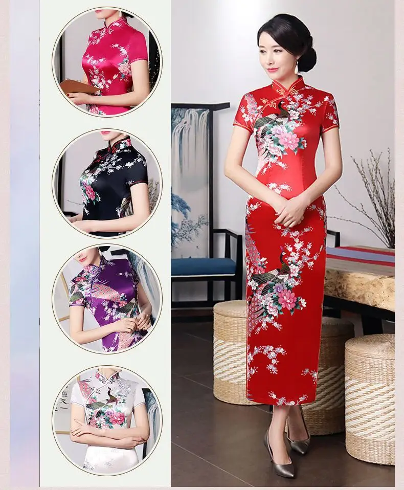 Pink Floral Long Cheongsam Dress for Women 2022 — feature 5