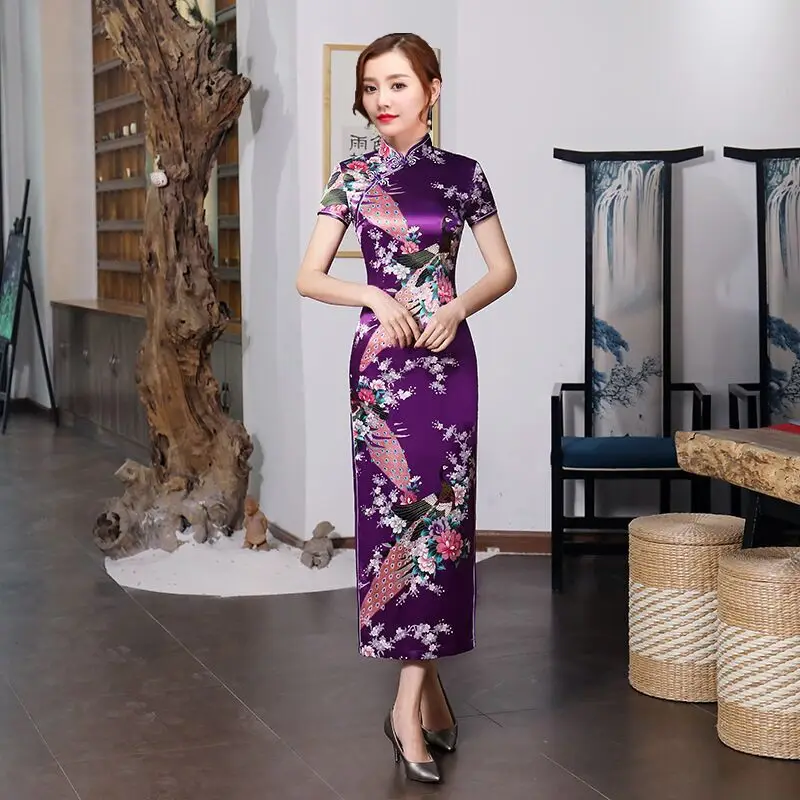 Pink Floral Long Cheongsam Dress for Women 2022 - Image 8