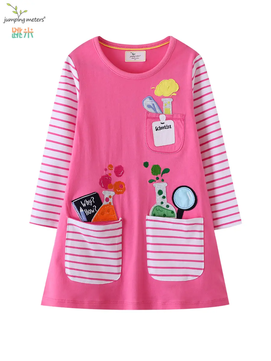 Cartoon Long Sleeve Girls Pink Dress Spring Autumn - Image 6