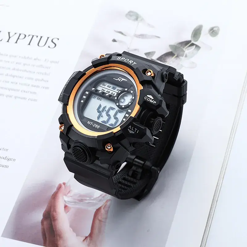 Kids Digital Watch Black Orange Sports Touch Screen