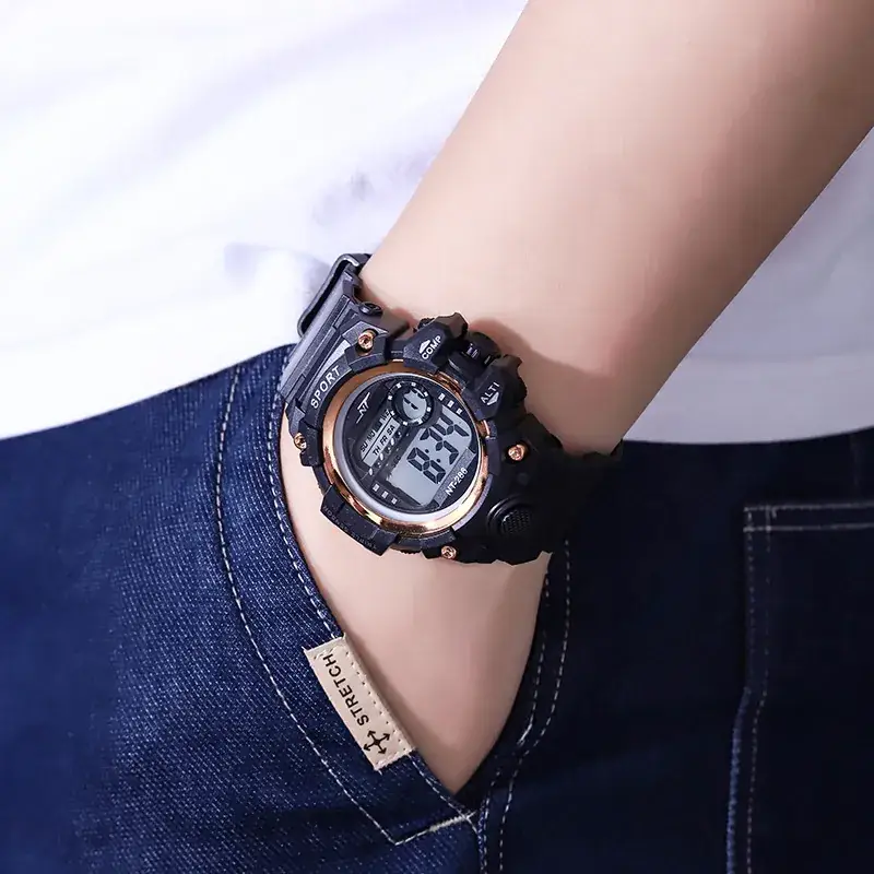 Kids Digital Watch Black Orange Sports Touch Screen