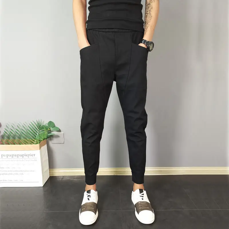 Men's Black Slim Fit Cropped Pants Autumn Casual Wear - Image 15