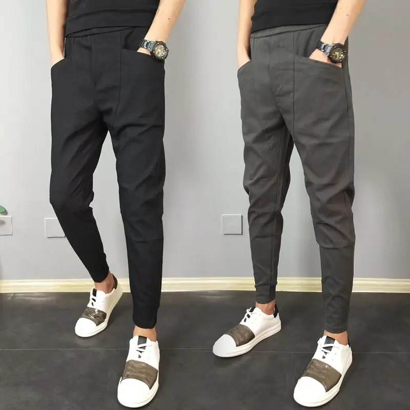 Men's Black Slim Fit Cropped Pants Autumn Casual Wear — feature 4