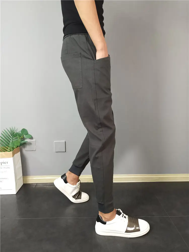 Men's Black Slim Fit Cropped Pants Autumn Casual Wear — feature 9