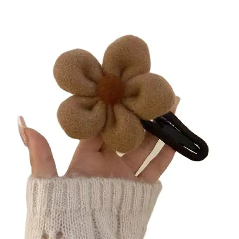 Plush Flower Hair Clip Orange Yellow