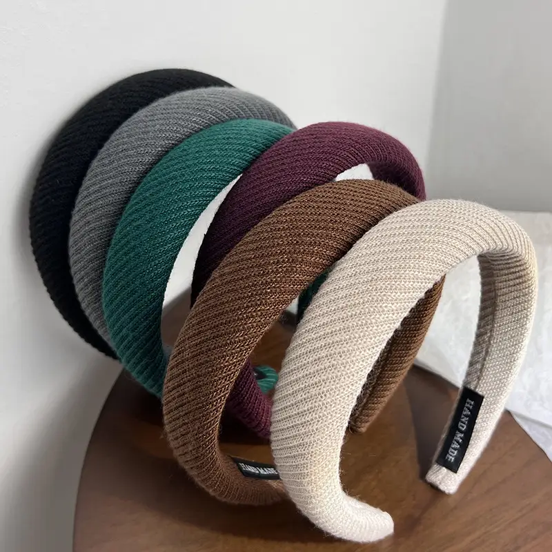 Black Wool Knitted Hair Hoop for Men Women Autumn Winter - Image 3