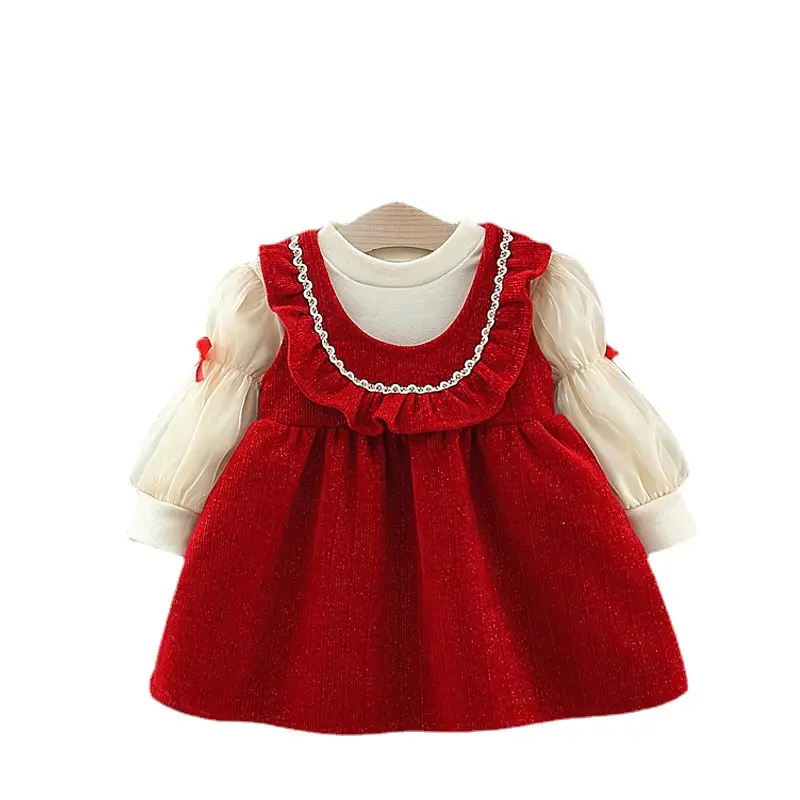 Girls Fleece 2-Piece Dress Set Red & Cream Baby New Year - Image 5