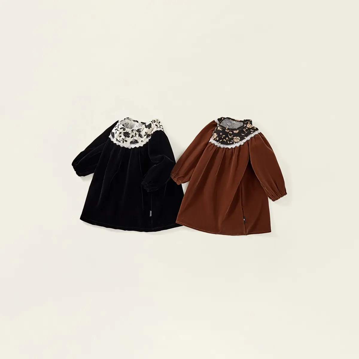 Girls Velvet Dress 2025 Autum New Korean Style Retro Style Kidsren's Lace Puff Sleeve Princess Dress — feature 10