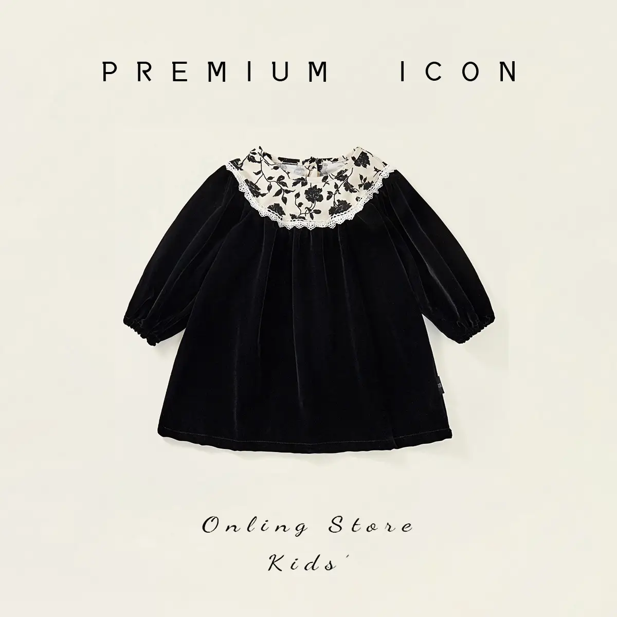 Girls Velvet Dress 2025 Autum New Korean Style Retro Style Kidsren's Lace Puff Sleeve Princess Dress - Image 2