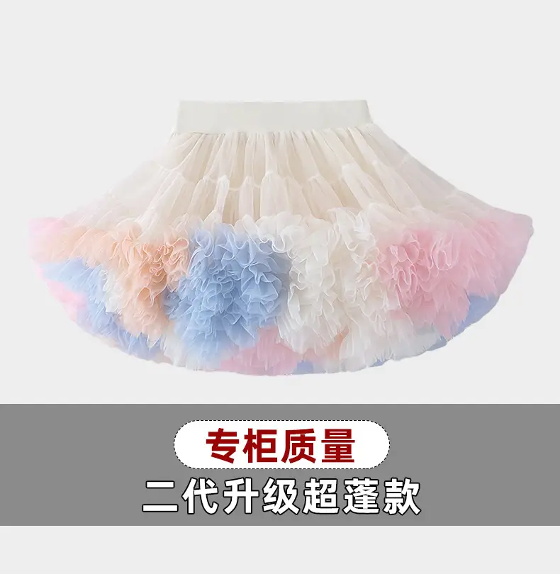 Girls Rainbow Knitted Cardigan with Turquoise Tulle Skirt - Image 2