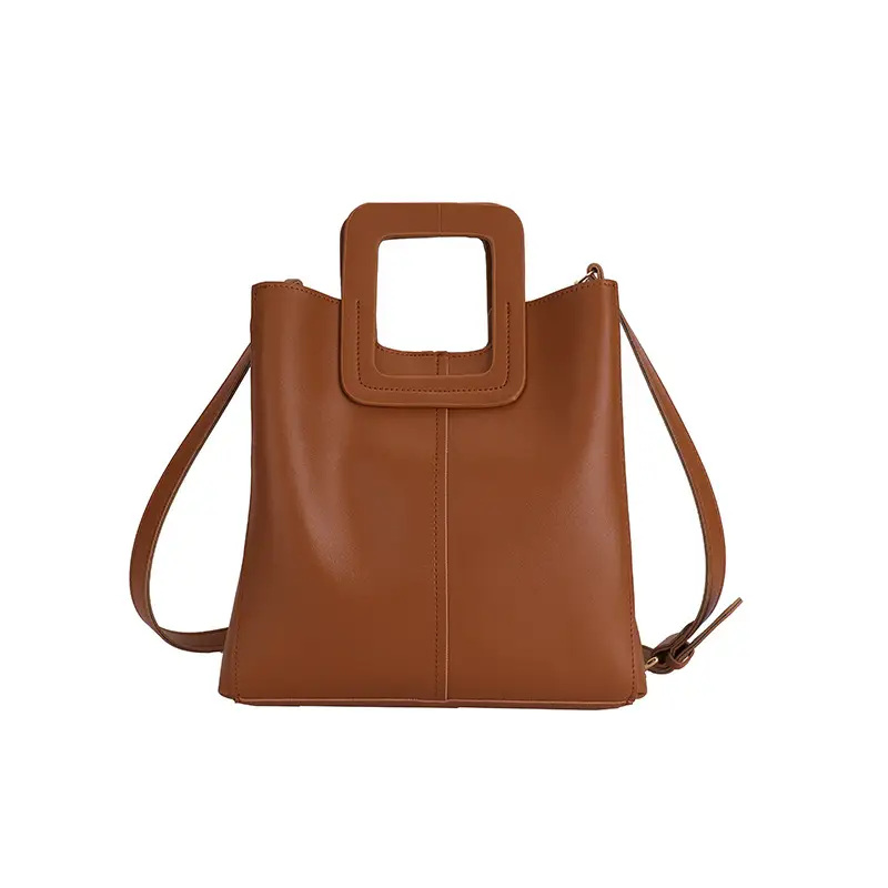 Korean Style Brown Leather Tote Bag for Women